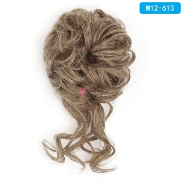 Coc modern din par artificial  cu elastic si suvite ATM12613 - Saten cu Blond Mixt
